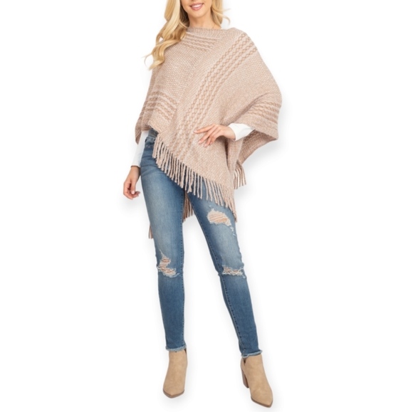 Poncho Sweater With Fringe - Picture 6 of 11